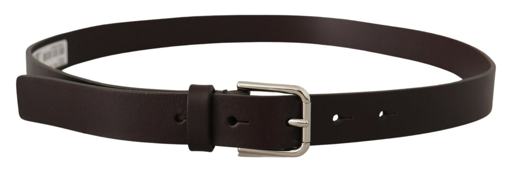Brown Plain Leather Silver Tone Buckle Belt - 80-cm-32-inches