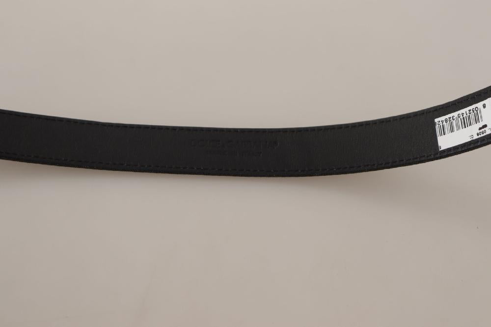 Black Calf Canvas Silver Tone Logo Metal Belt - 80-cm-32-inches