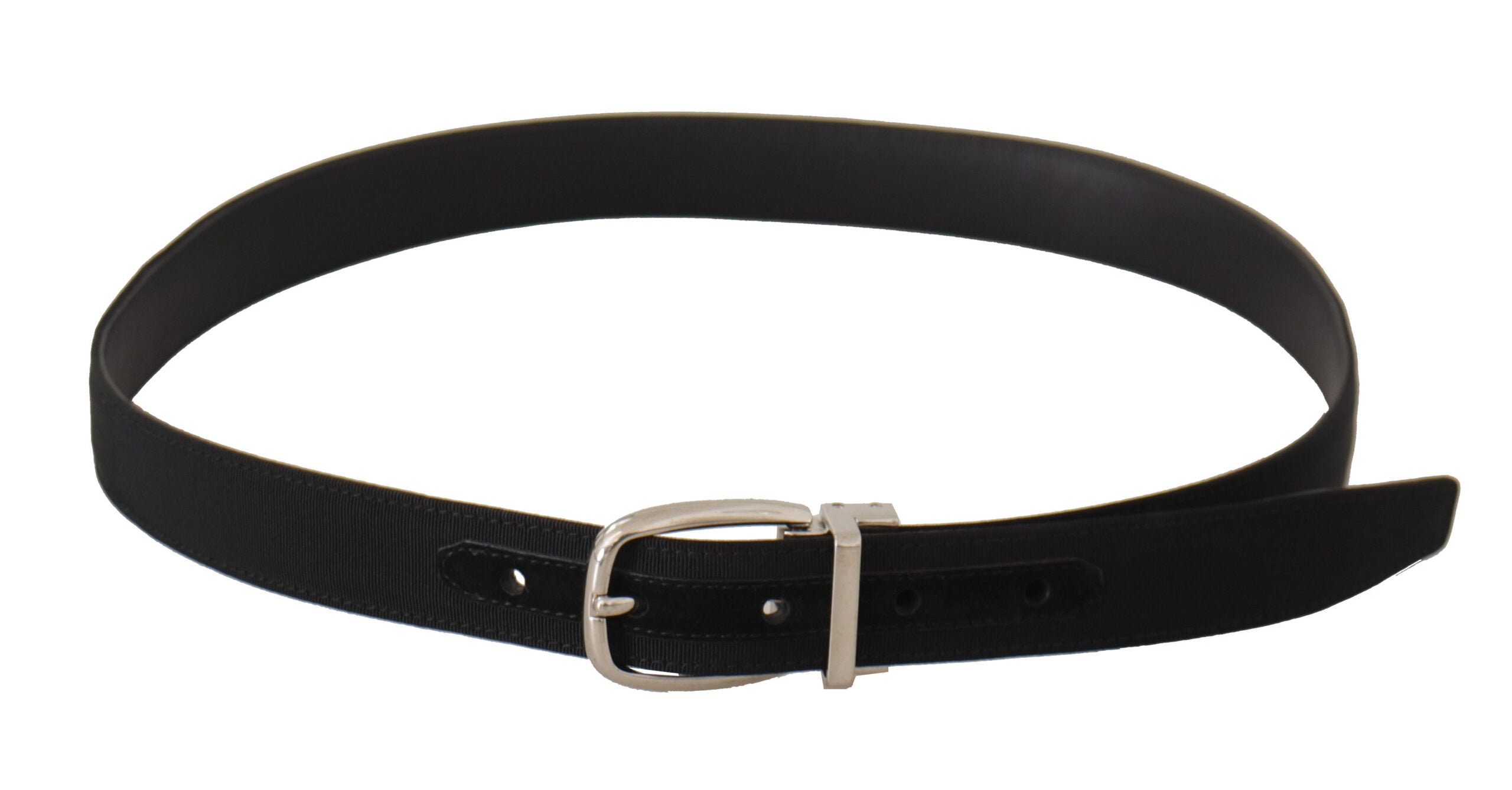 Belt Black Calf Leather Silver Tone Metal Buckle - 80-cm-32-inches