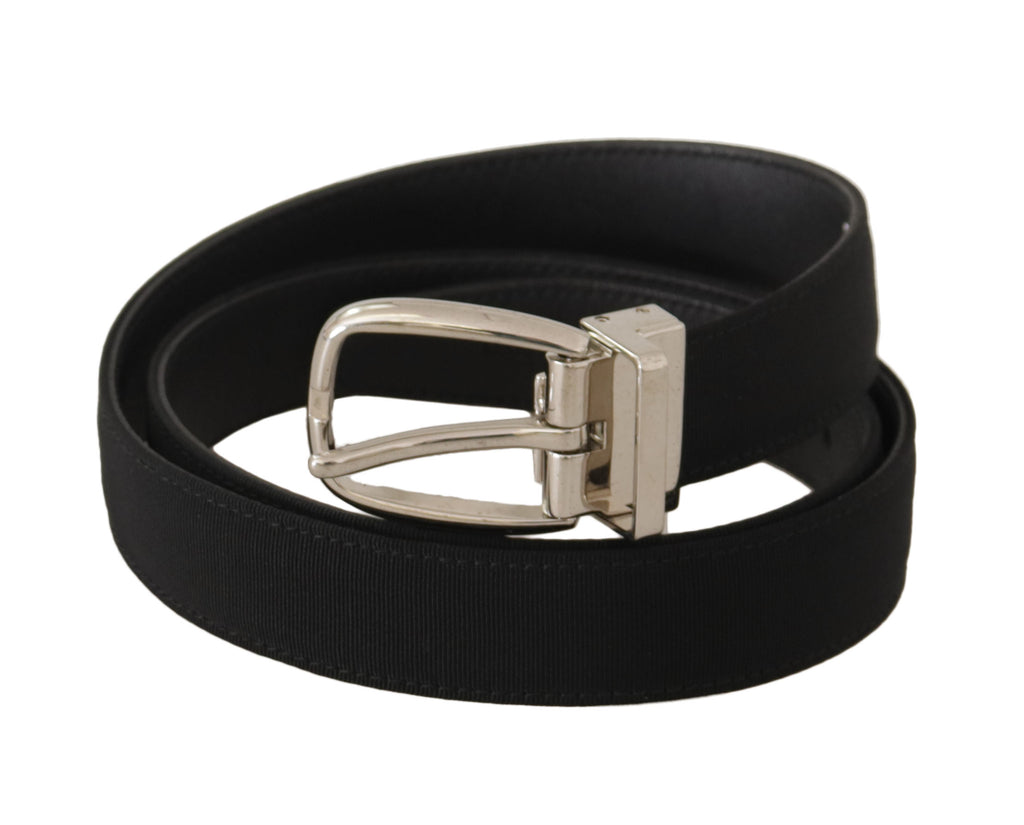 Belt Black Calf Leather Silver Tone Metal Buckle - 80-cm-32-inches