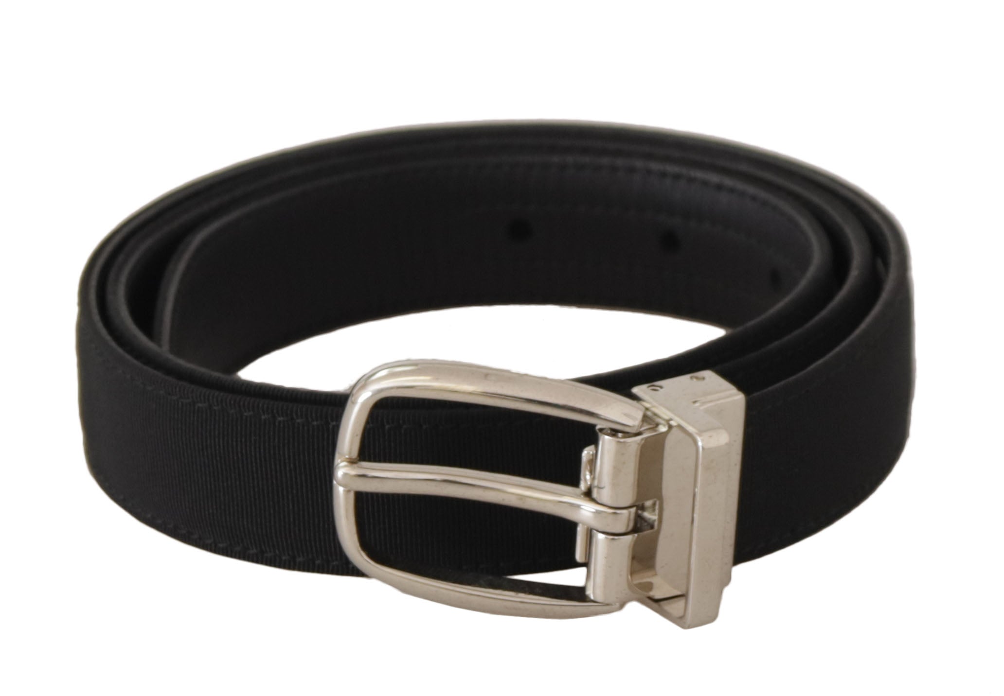 Belt Black Calf Leather Silver Tone Metal Buckle - 90-cm-36-inches