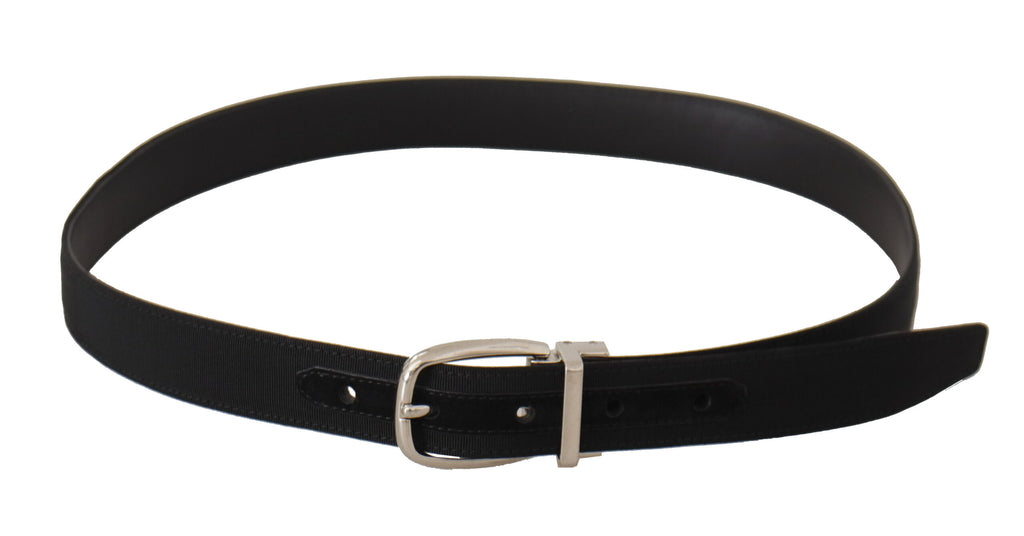 Belt Black Calf Leather Silver Tone Metal Buckle - 85-cm-34-inches