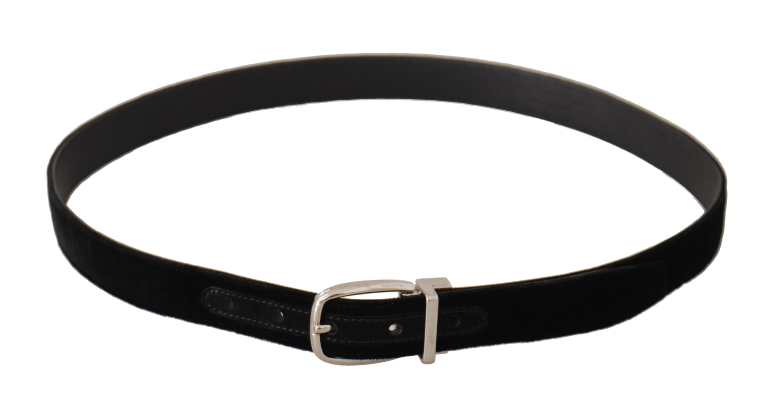 Black Casual Velvet Silver Tone Metal Buckle Belt - 90-cm-36-inches