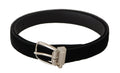 Black Casual Velvet Silver Tone Metal Buckle Belt - 80-cm-32-inches