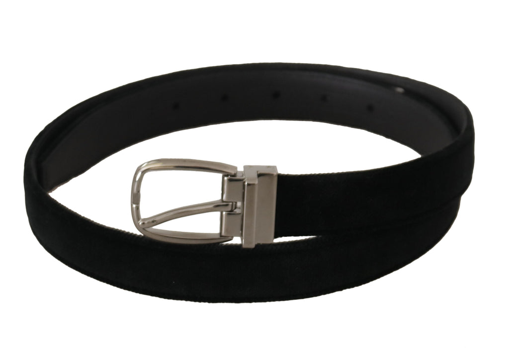 Black Classic Velvet Silver Tone Metal Buckle Belt - 90-cm-36-inches