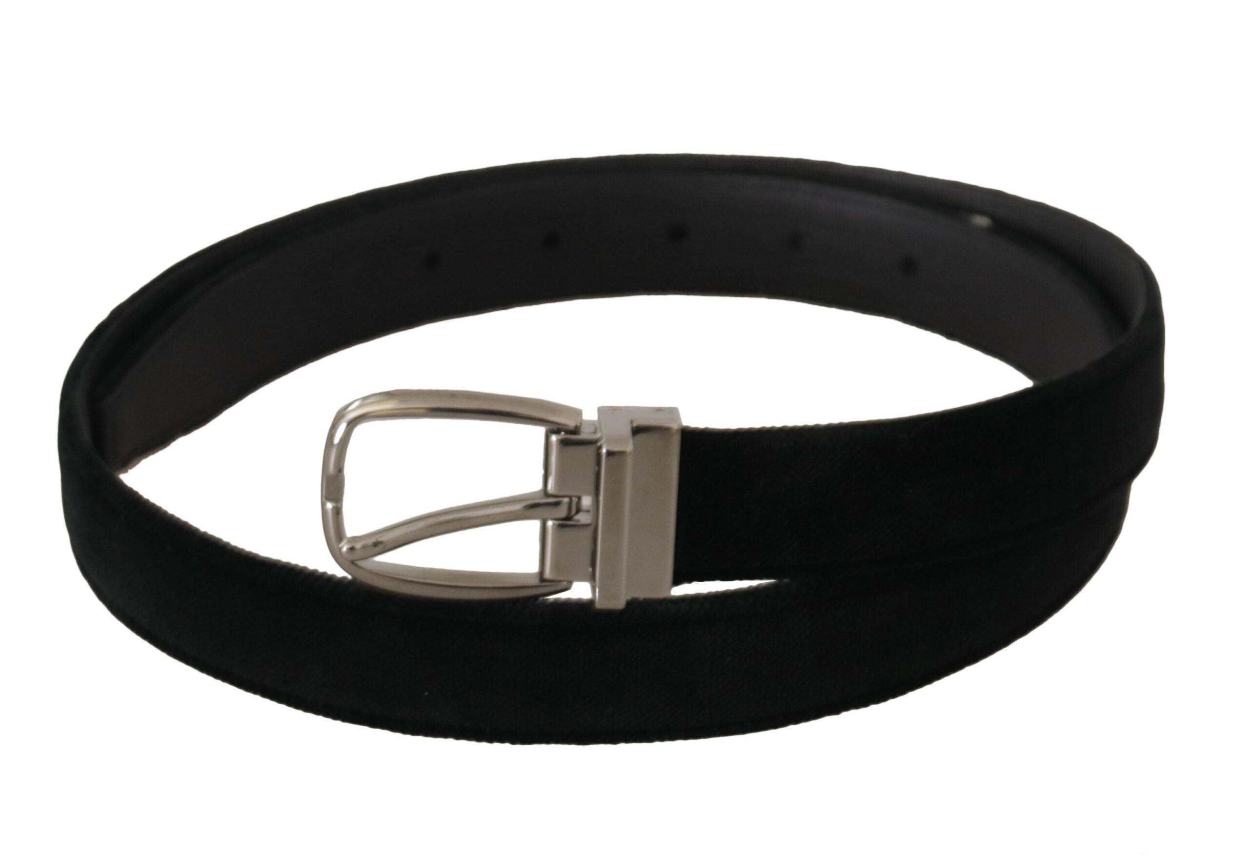 Black Classic Velvet Silver Tone Metal Buckle Belt - 90-cm-36-inches