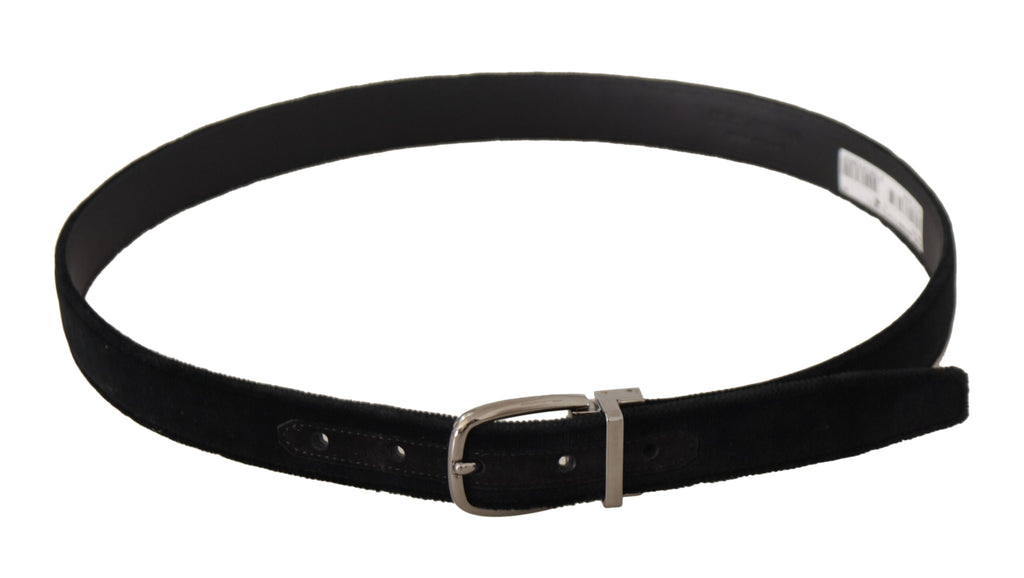Black Classic Velvet Silver Tone Metal Buckle Belt - 90-cm-36-inches