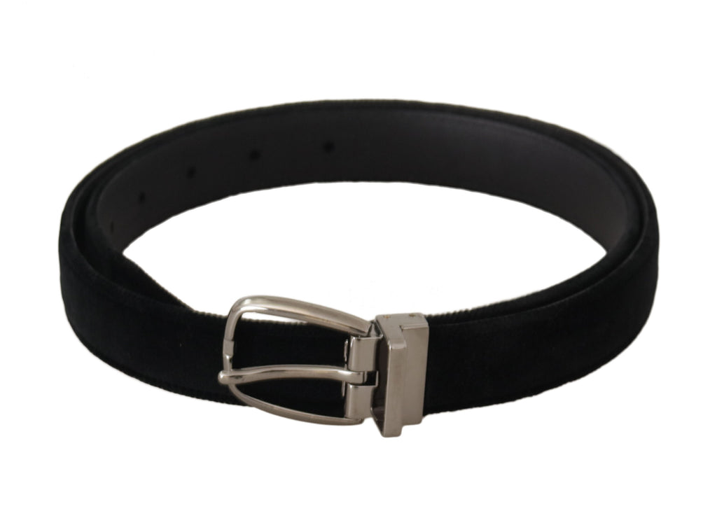 Black Classic Velvet Silver Tone Metal Buckle Belt - 95-cm-38-inches