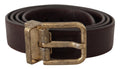 Brown Calf Leather Vintage Logo Metal Buckle Belt - 85-cm-34-inches