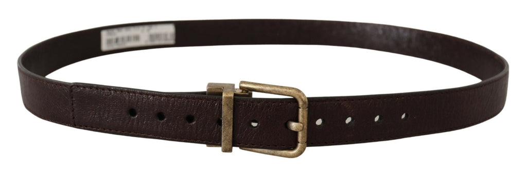 Brown Calf Leather Vintage Logo Metal Buckle Belt - 85-cm-34-inches