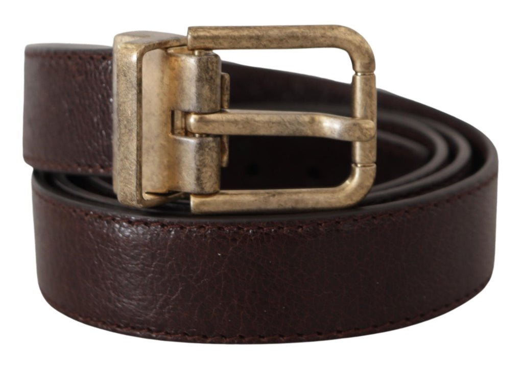 Brown Calf Leather Vintage Logo Metal Buckle Belt - 95-cm-38-inches
