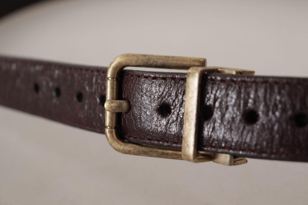 Brown Calf Leather Vintage Logo Metal Buckle Belt - 95-cm-38-inches