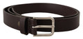 Dark Brown Calf Leather Logo Metal Buckle Belt - 80-cm-32-inches