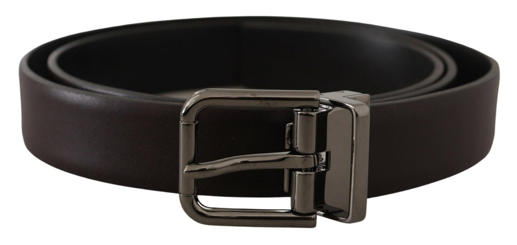 Dark Purple Leather Box Borchia Metal Buckle Belt - 90-cm-36-inches