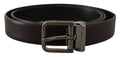 Dark Purple Leather Box Borchia Metal Buckle Belt - 90-cm-36-inches