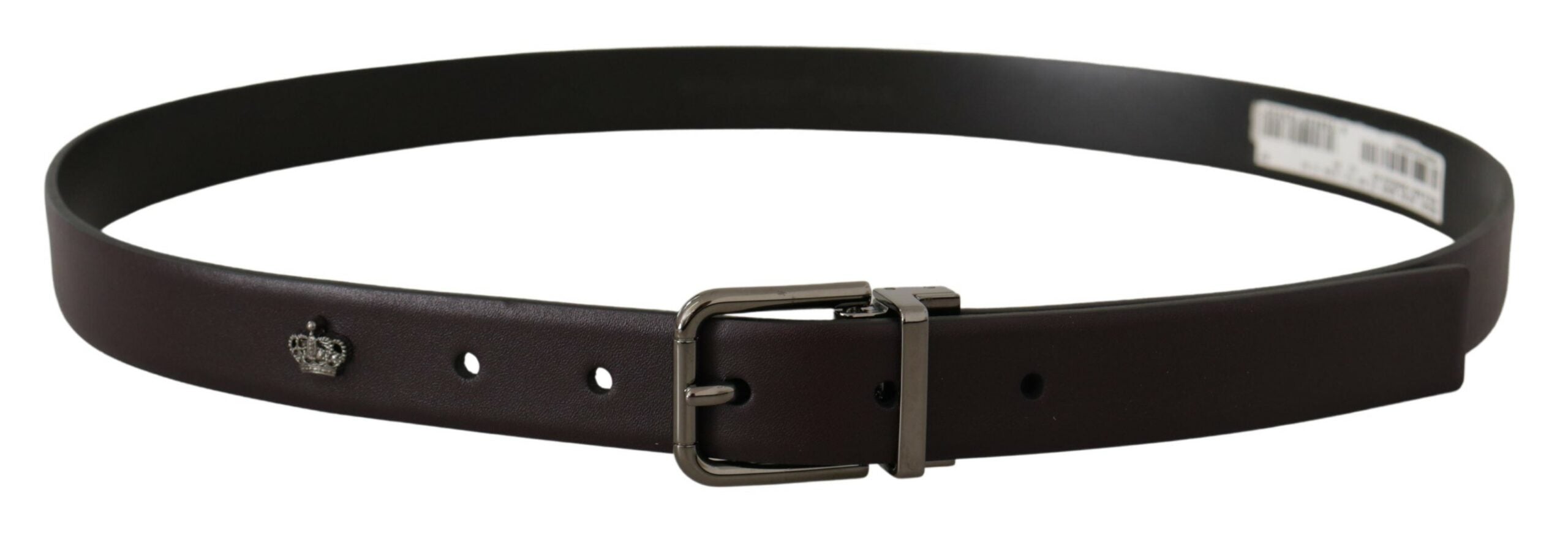 Dark Purple Leather Box Borchia Metal Buckle Belt - 90-cm-36-inches