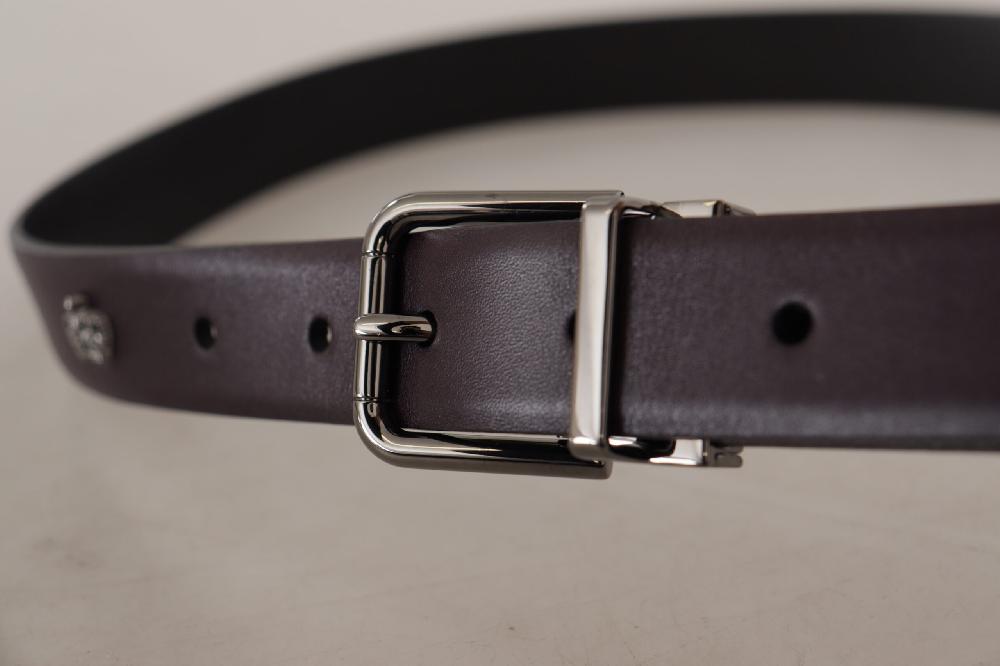Dark Purple Leather Box Borchia Metal Buckle Belt - 90-cm-36-inches