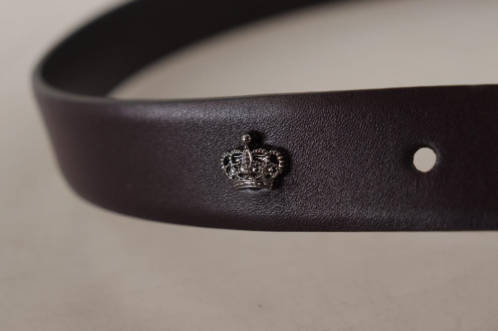 Dark Purple Leather Box Borchia Metal Buckle Belt - 90-cm-36-inches