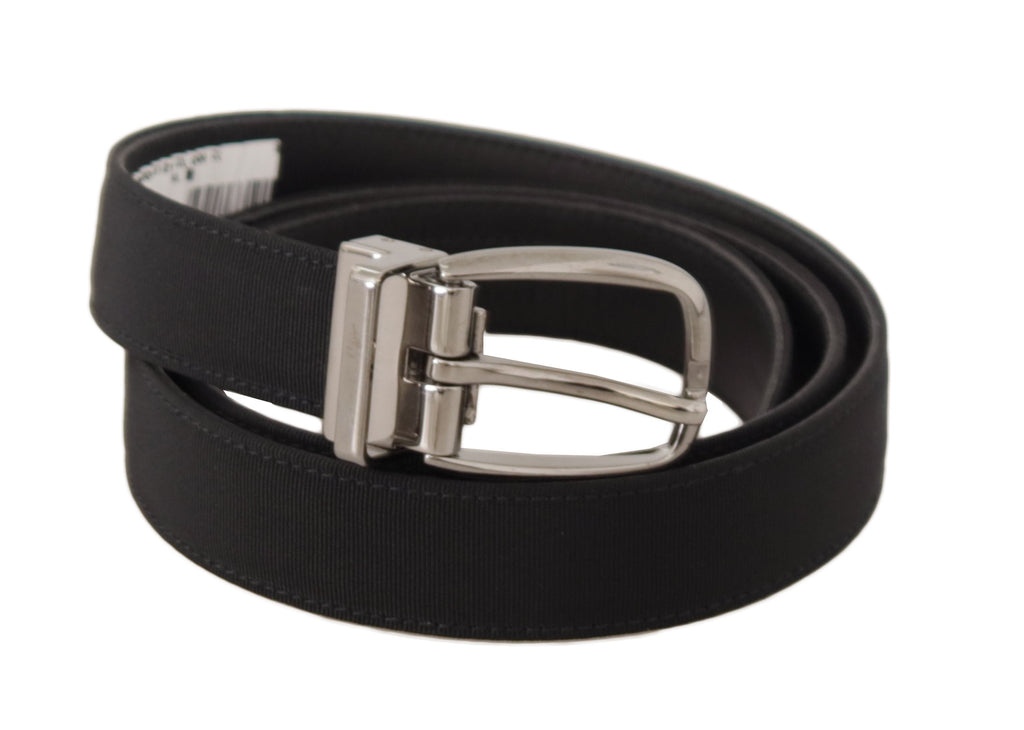 Black Grosgrain Leather ...r Tone Metal Buckle Belt - 85-cm-34-inches