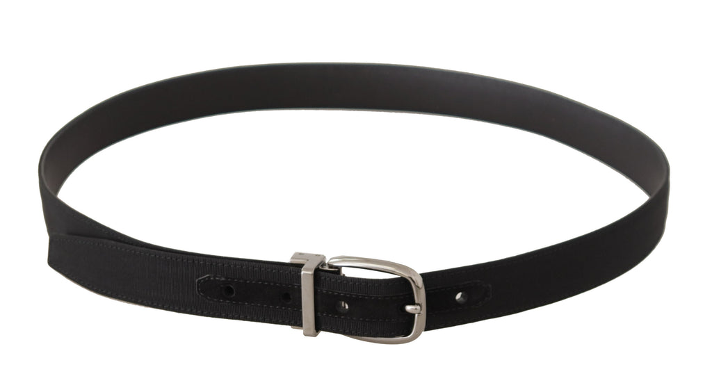 Black Grosgrain Leather ...r Tone Metal Buckle Belt - 85-cm-34-inches