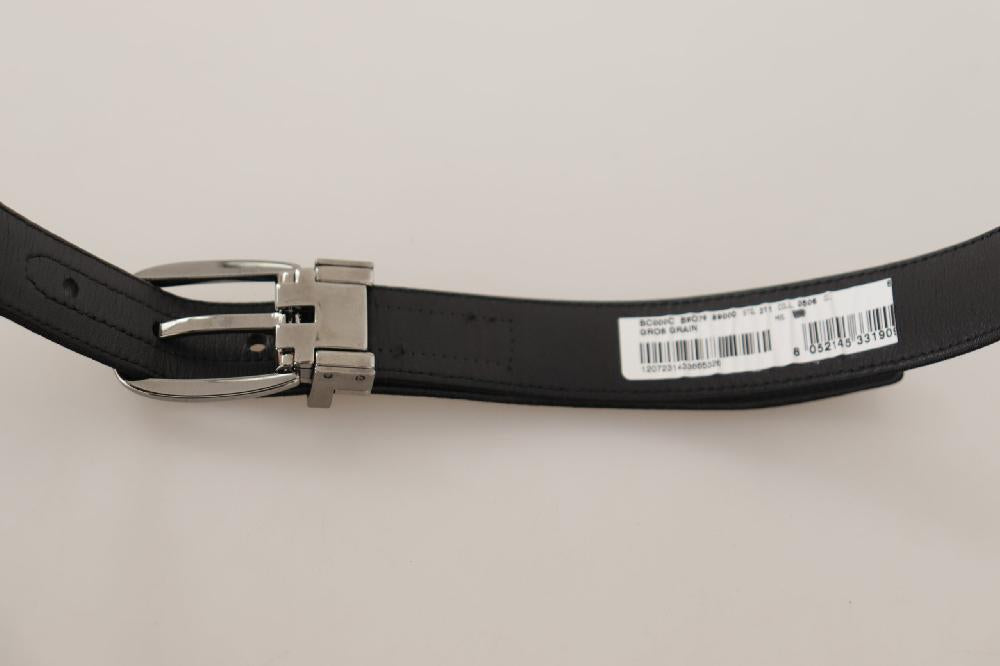 Black Grosgrain Leather ...r Tone Metal Buckle Belt - 85-cm-34-inches