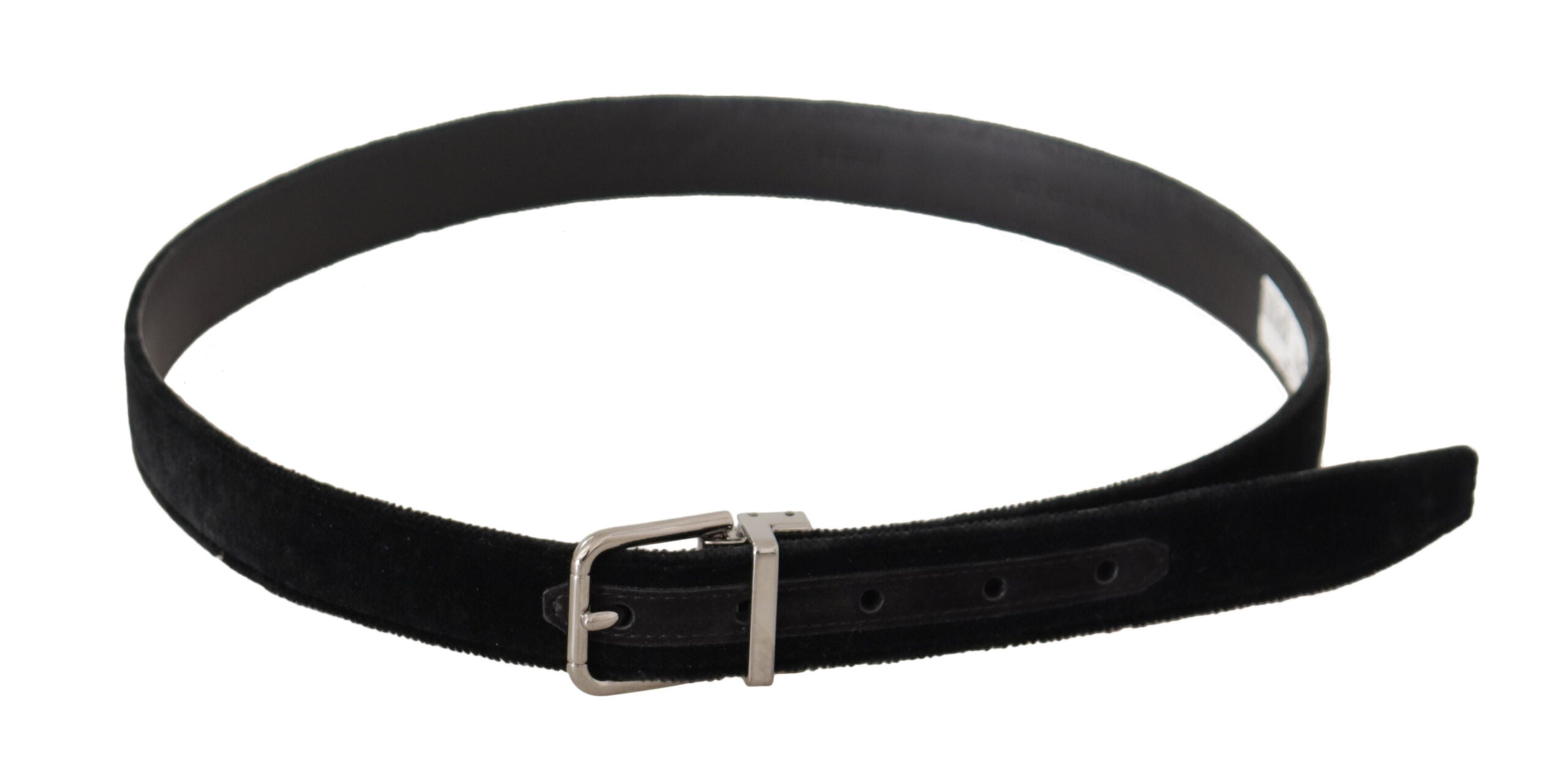 Black Casual Velvet Silver Metal Logo Buckle Belt - 95-cm-38-inches