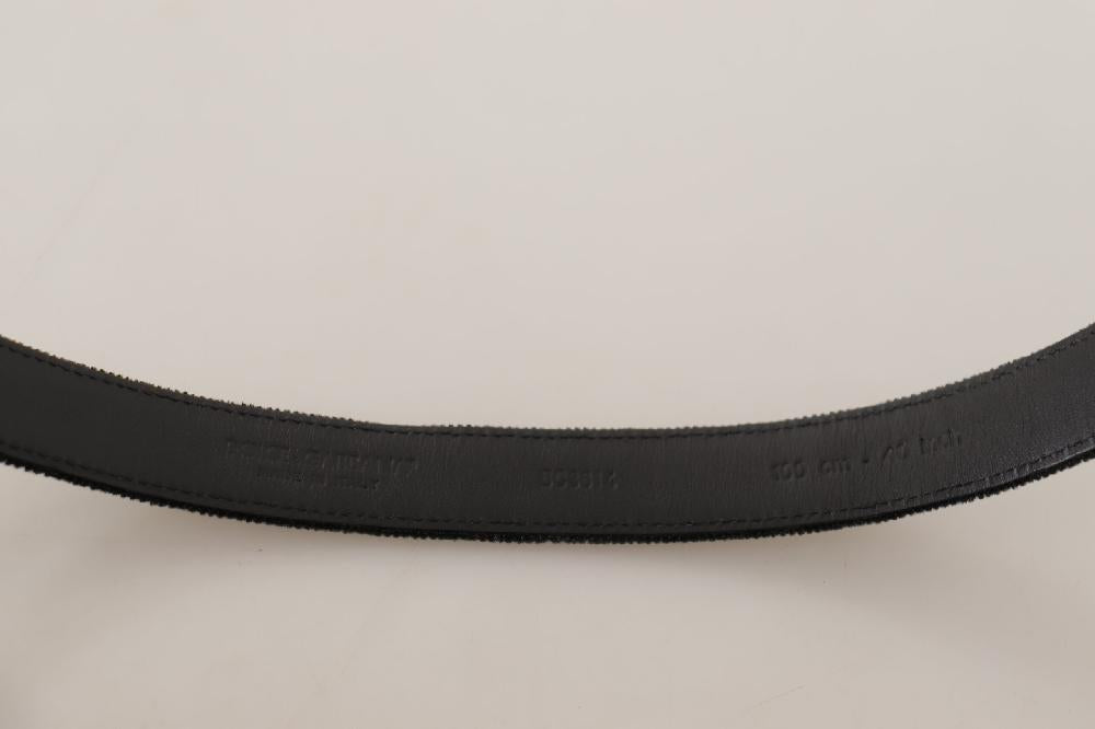 Black Casual Velvet Silver Metal Logo Buckle Belt - 95-cm-38-inches
