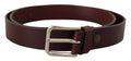 Maroon Calf Leather Silver Tone Metal Buckle Belt - 80-cm-32-inches