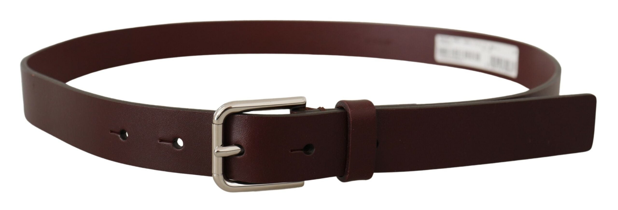 Maroon Calf Leather Silver Tone Metal Buckle Belt - 80-cm-32-inches