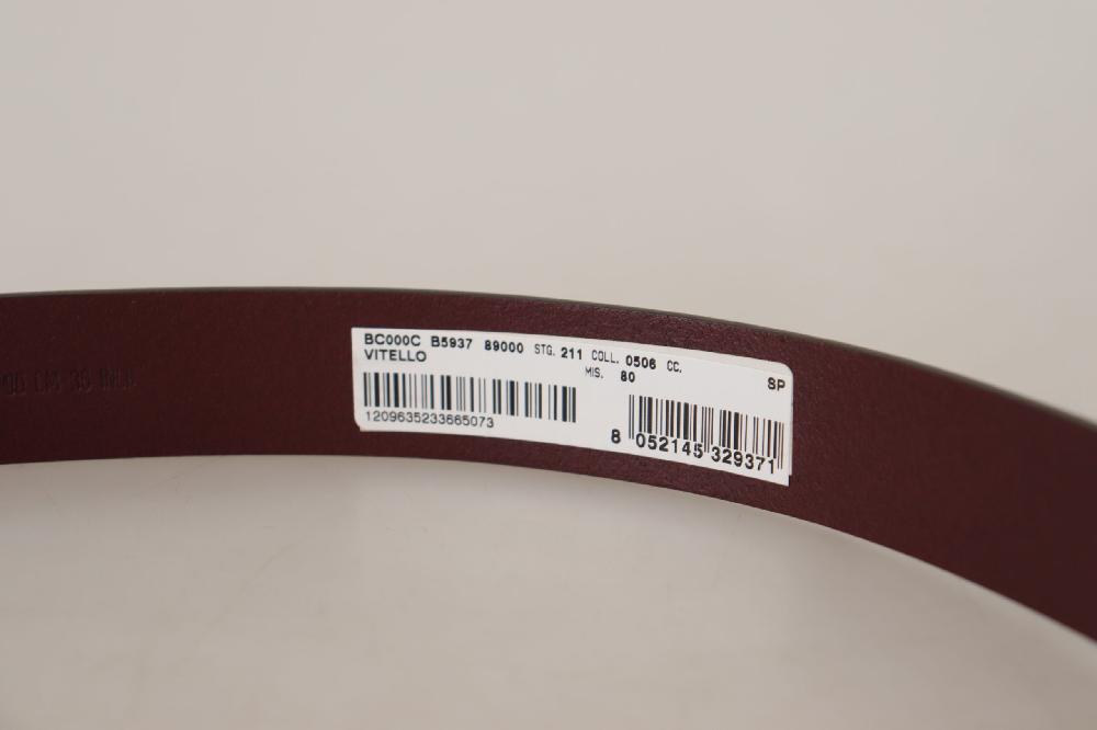 Maroon Calf Leather Silver Tone Metal Buckle Belt - 80-cm-32-inches