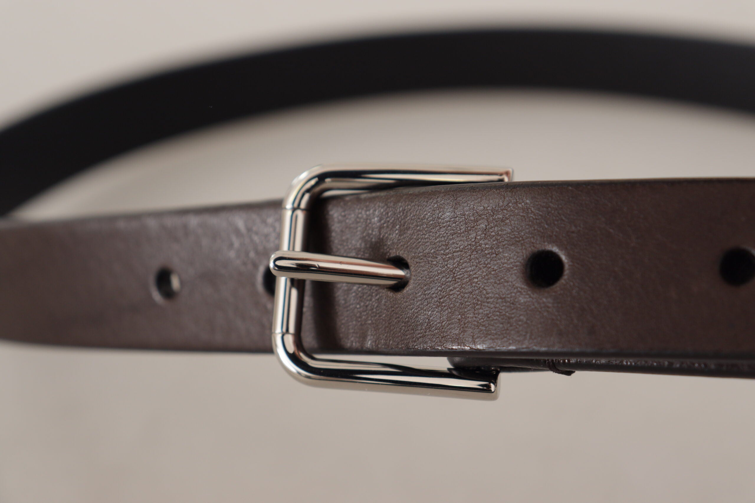 Brown Calf Leather Silver Tone Metal Buckle Belt - 95-cm-38-inches