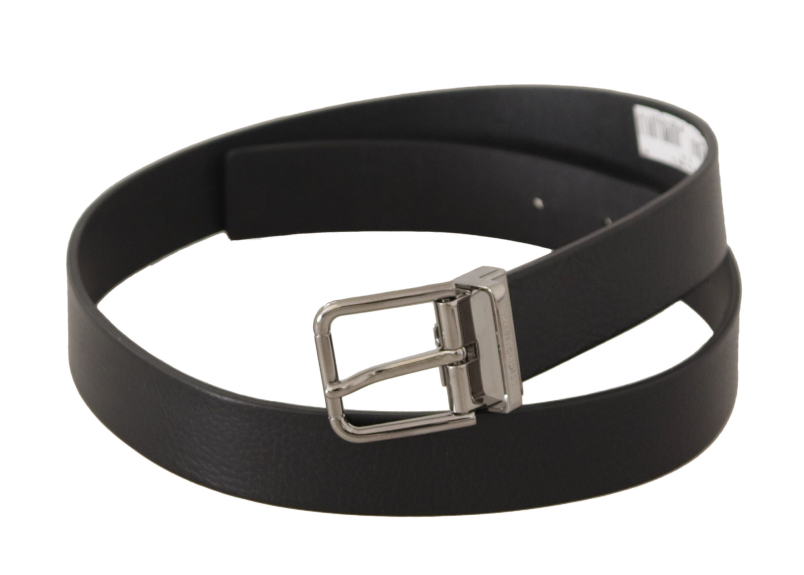 Black Plain Leather Silver Tone Metal Buckle Belt - 80-cm-32-inches