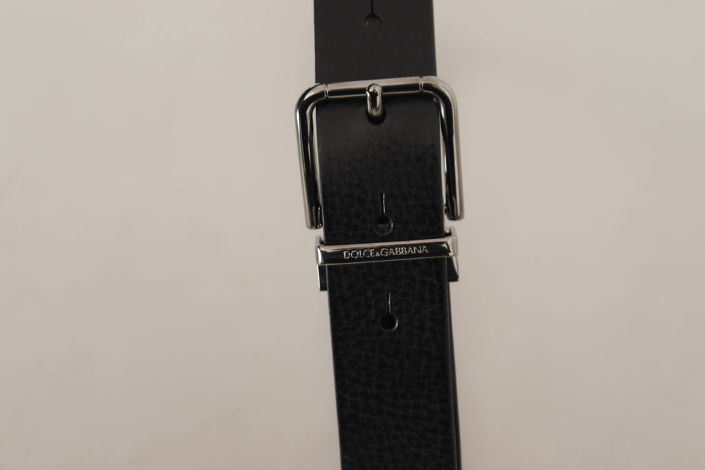 Black Plain Leather Silver Tone Metal Buckle Belt - 80-cm-32-inches