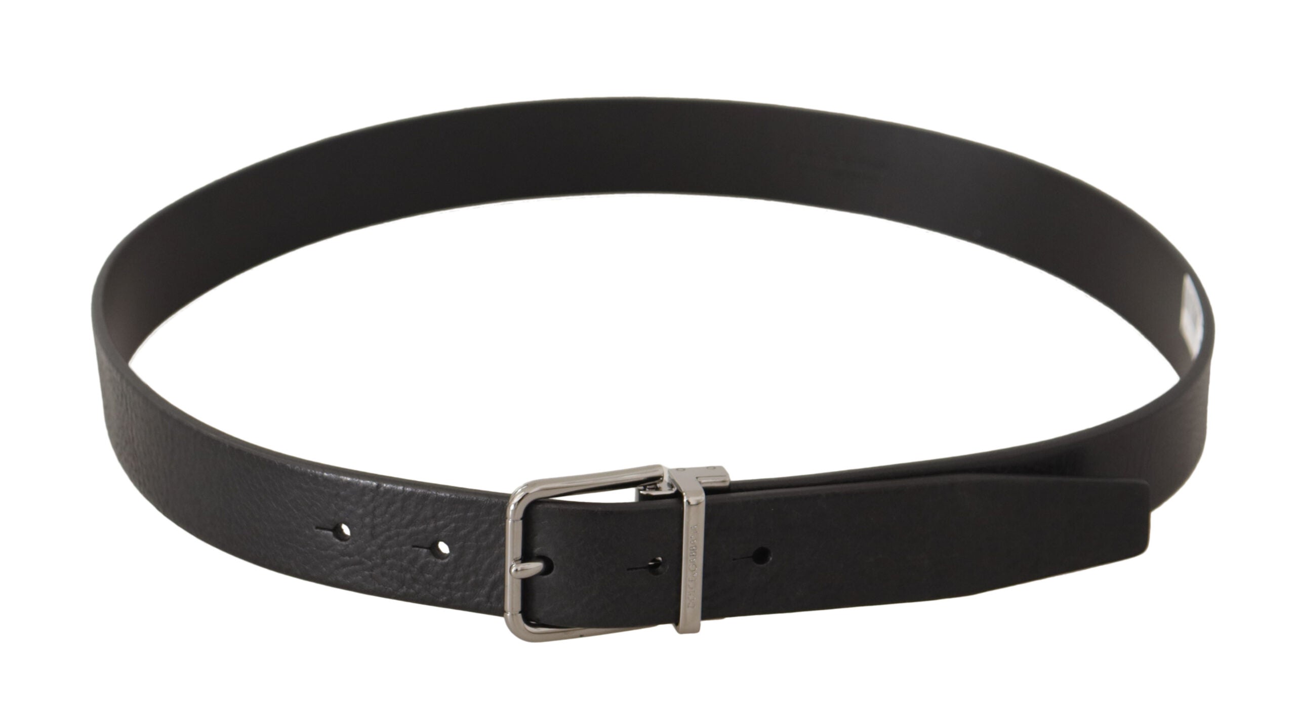 Black Calf Leather Silver Tone Metal Buckle Belt - 85-cm-34-inches