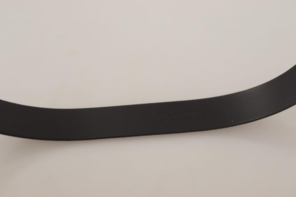 Black Calf Leather Silver Tone Metal Buckle Belt - 85-cm-34-inches