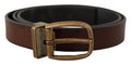 Brown Leather Vintage Style Brass Metal Buckle Belt - 80-cm-32-inches
