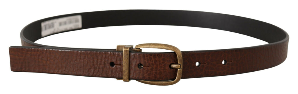 Brown Leather Vintage Style Brass Metal Buckle Belt - 80-cm-32-inches