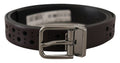 Dark Purple Perforated Leather Metal Buckle Belt - 90-cm-36-inches