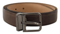 Brown Leather Casual Silver Tone Logo Buckle Belt - 95-cm-38-inches