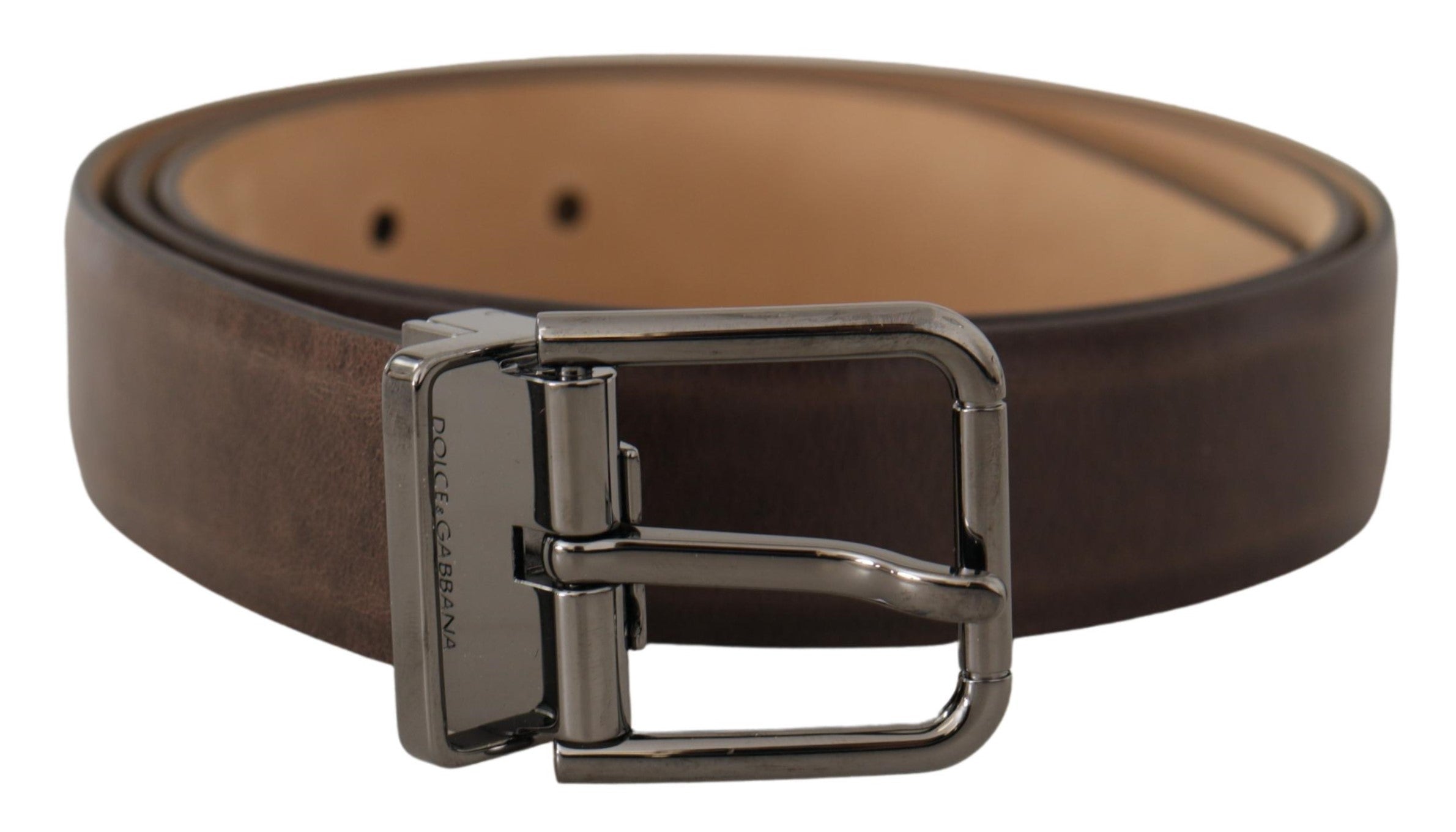Brown Leather Casual Silver Tone Logo Buckle Belt - 95-cm-38-inches