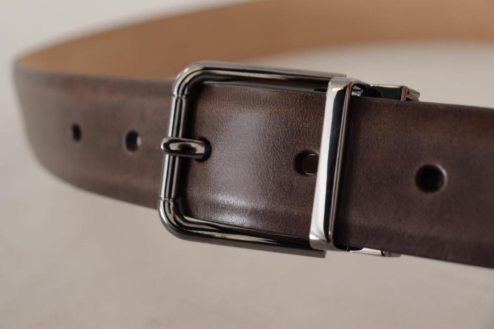 Brown Leather Casual Silver Tone Logo Buckle Belt - 95-cm-38-inches