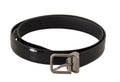 Black Calf Leather Silver Tone Metal Buckle Belt - 85-cm-34-inches