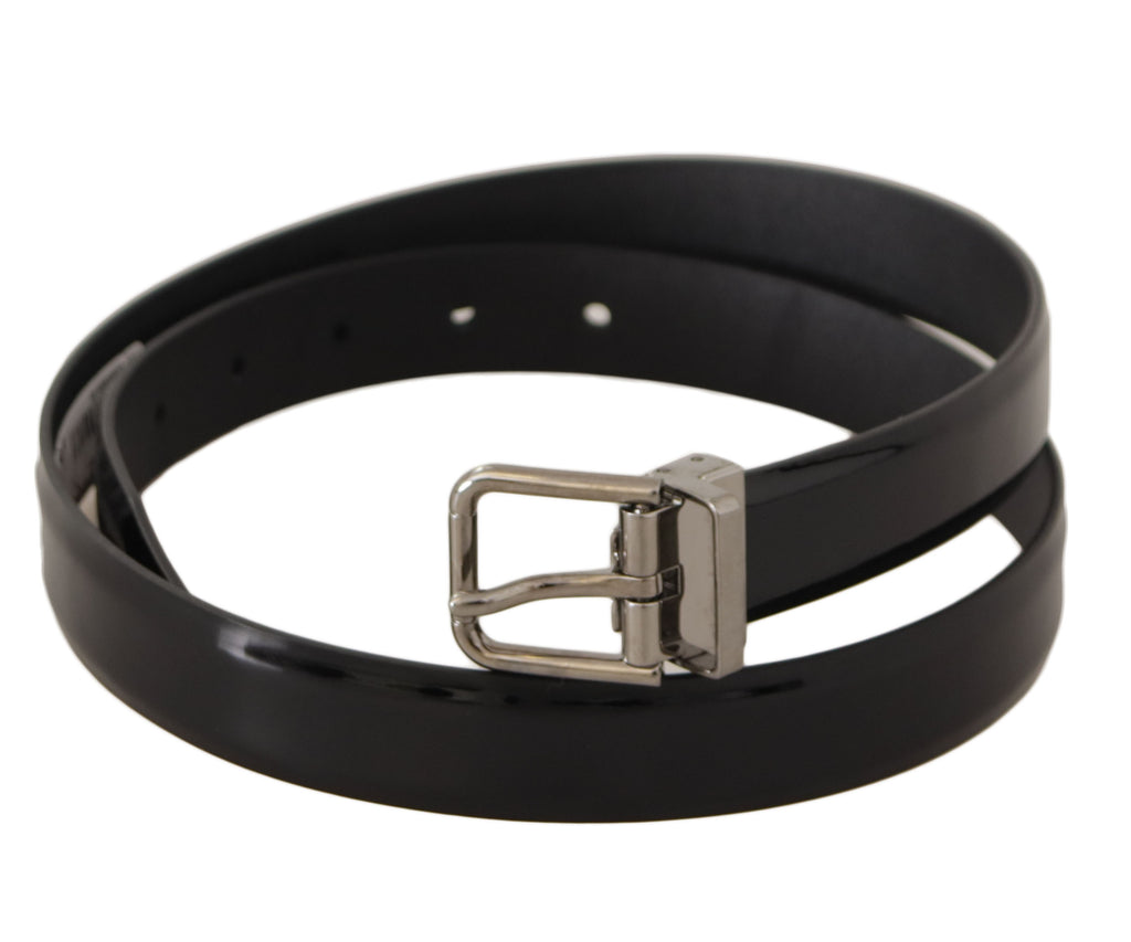 Black Calf Leather Silver Tone Metal Buckle Belt - 85-cm-34-inches