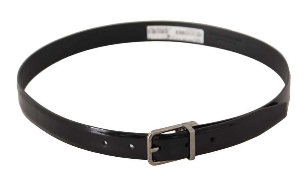Black Calf Leather Silver Tone Metal Buckle Belt - 85-cm-34-inches
