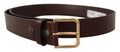 Brown Polished Leather Gold Tone Metal Buckle Belt - 90-cm-36-inches