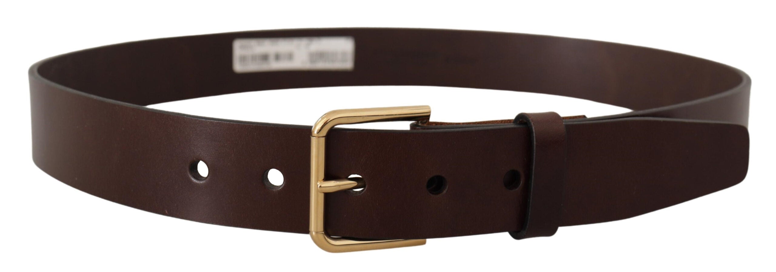 Brown Polished Leather Gold Tone Metal Buckle Belt - 90-cm-36-inches