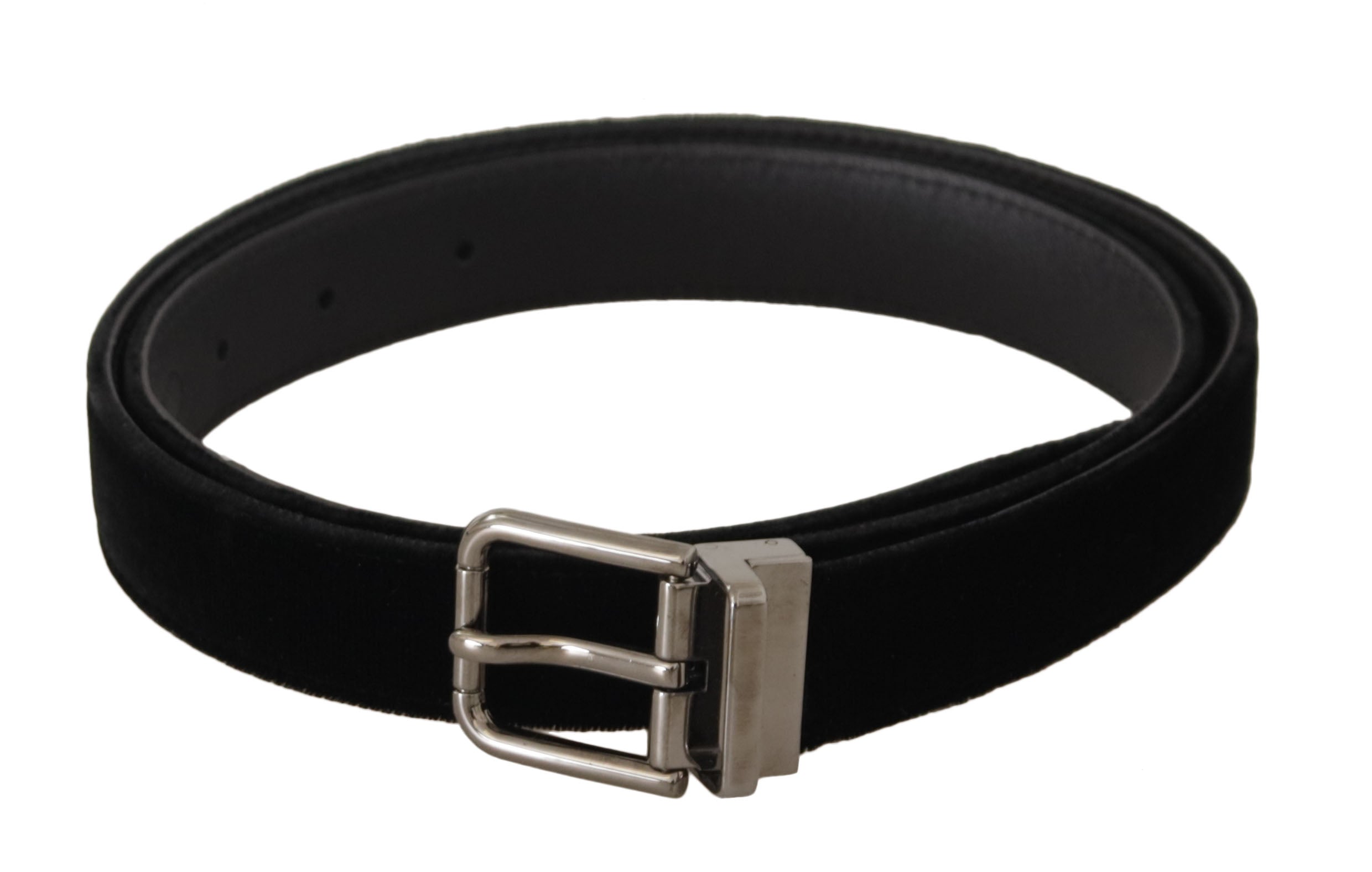 Black Classic Velvet Logo Engraved Metal Buckle Belt - 95-cm-38-inches