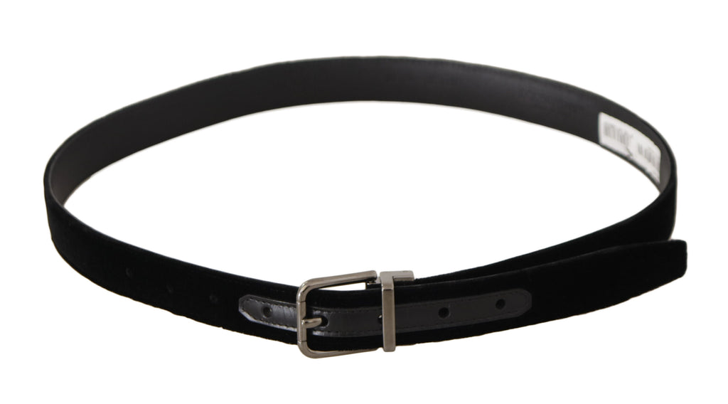 Black Classic Velvet Logo Engraved Metal Buckle Belt - 95-cm-38-inches