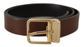 Brown Classic Leather Gold Tone Metal Buckle Belt - 90-cm-36-inches