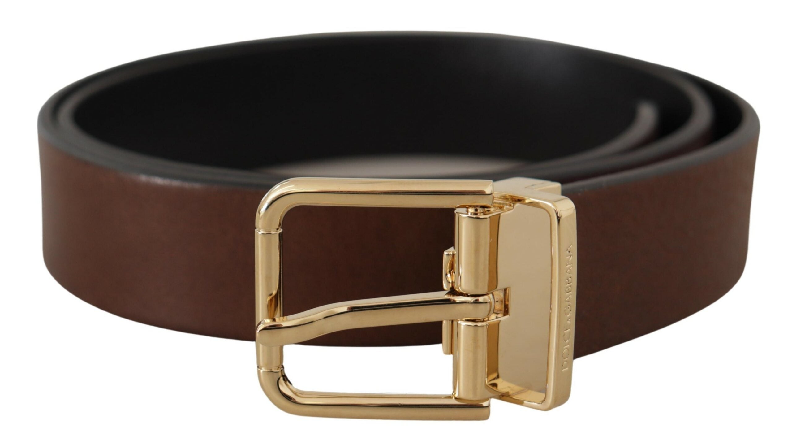 Brown Classic Leather Gold Tone Metal Buckle Belt - 90-cm-36-inches